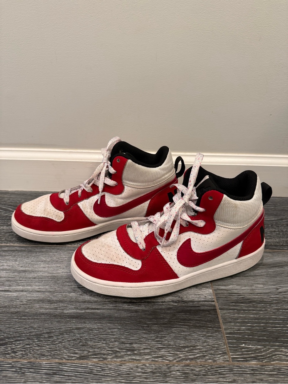 Nike Kids Red and White High-Top Sneakers